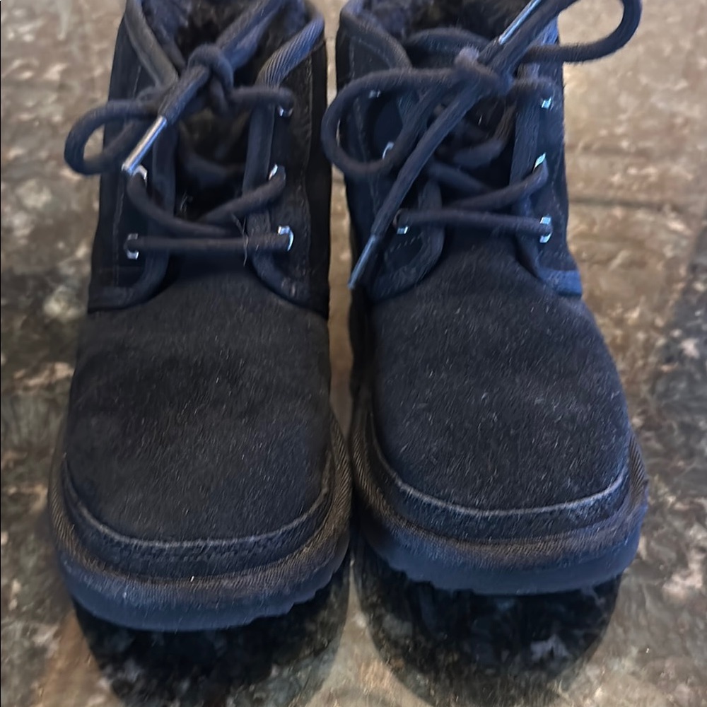 Kids UGG Black Suede Lace-Up Boots size 2